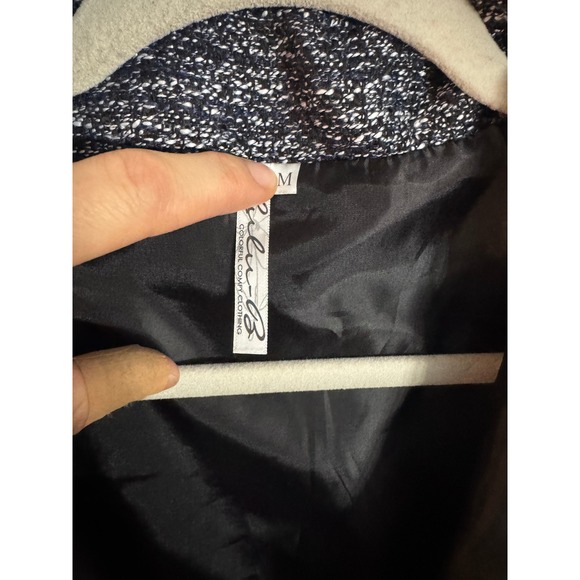 NWT Lulu B Textured Knit Zip Front Vest Women's Size Medium Navy White Fringe - Picture 3 of 9